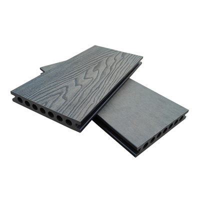 El Decking compuesto negro tapado de la madera de teca de WPC sube en relieve 3D 2 pulgadas de espesor