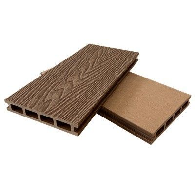 Decking plástico compuesto contemporáneo WPC 3D de la madera de la teca grabado en relieve para la terraza