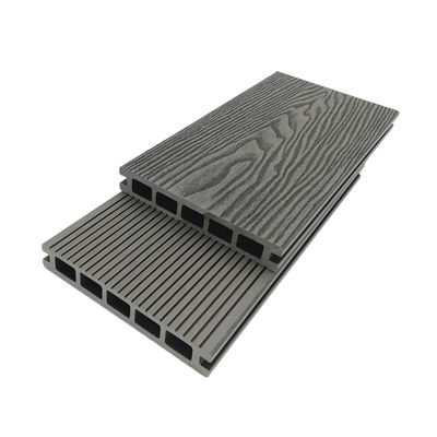 Decking compuesto de antracita WPC a prueba de fuego 3D en relieve Teakwood Redwood Color