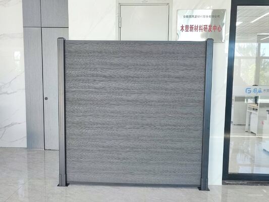                    Aluminum Frame WPC Fencing Slat Style Outdoor Home Security              