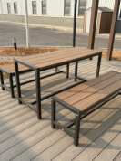 Conjunto de muebles de jardín popular: mesa comercial de WPC para exteriores con banco