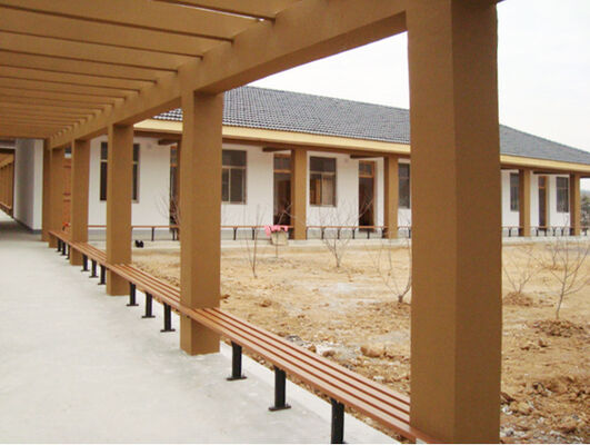 Parque al aire libre fuera del jardín público Patio WPC Banco de asiento sin respaldo de listones de madera