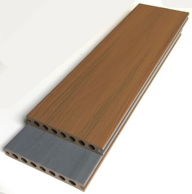 Muestra gratis, antideslizante, resistente al agua, resistente a los rayos UV, Color teca, 140*23mm, suelo compuesto para terrazas, terrazas de Wpc de coextrusión para exteriores